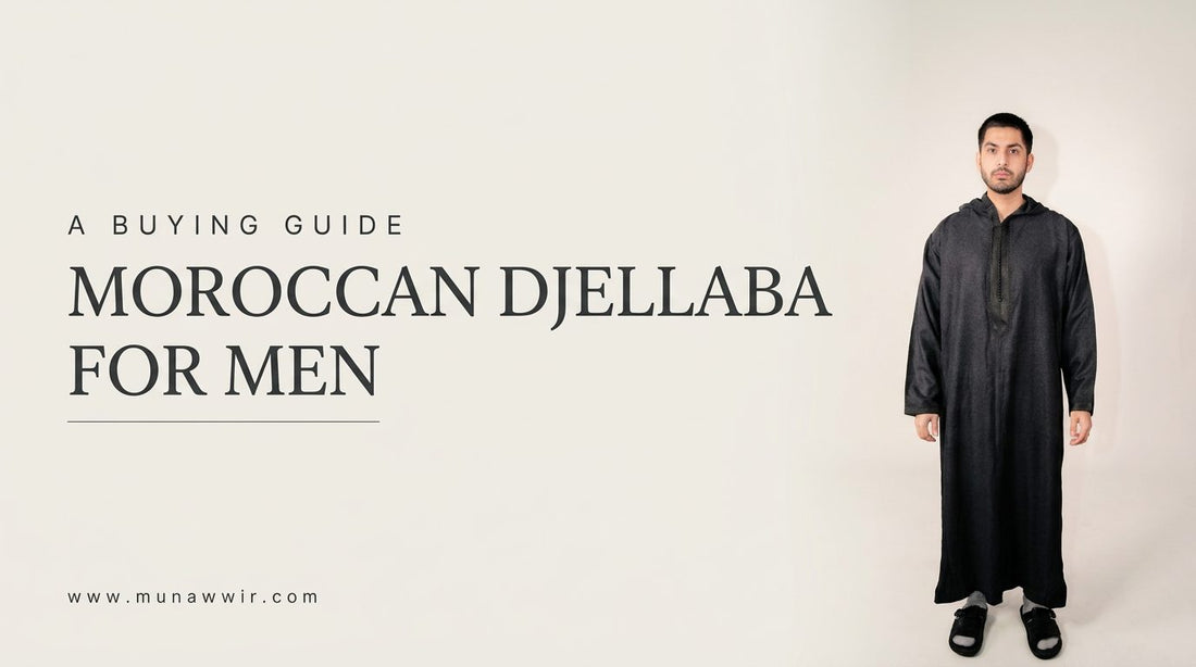 Man wearing a black Moroccan winter djelleba, cover image for a buying guide to Moroccan djellabas for men