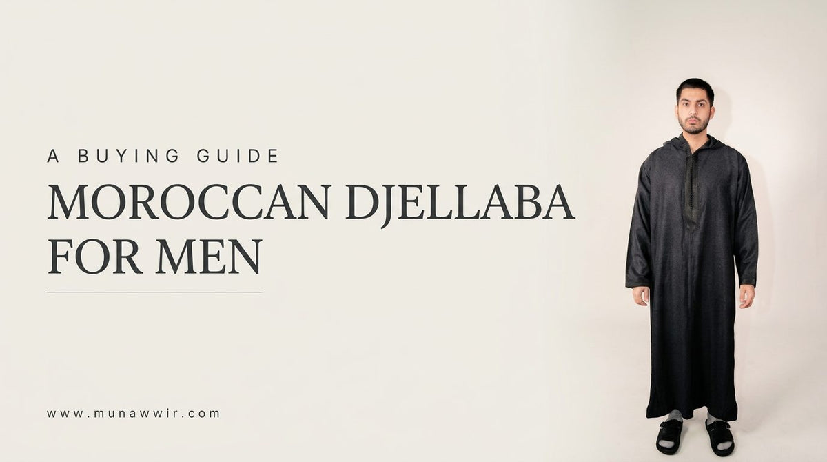 Man wearing a black Moroccan winter djelleba, cover image for a buying guide to Moroccan djellabas for men